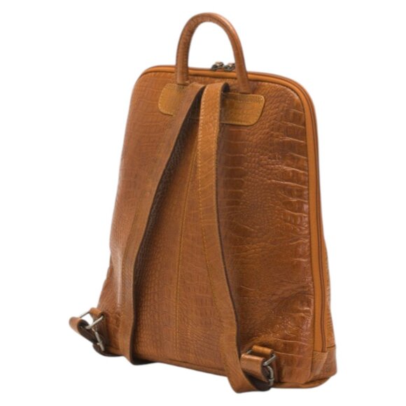 JACK GEORGES Leather Hornback Croc Embossed Buffalo Adele Backpack - Picture 2 of 3